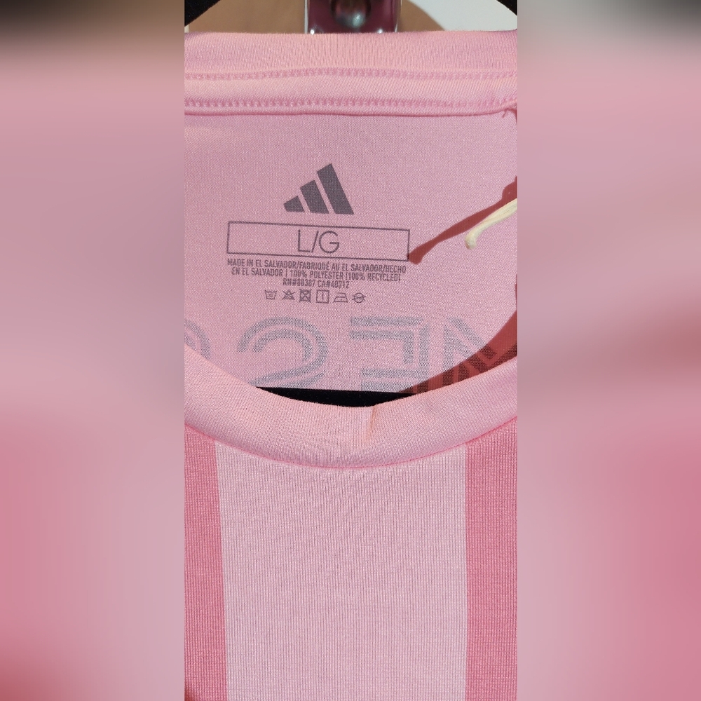 adidas Miami Inter Miami Pink Striped Short Sleeve Tee - Picture 4 of 7